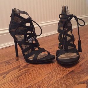Lace Up Black Heels